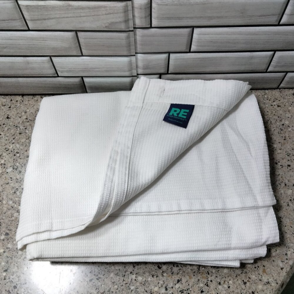 White Waffle Weave Shower Curtain